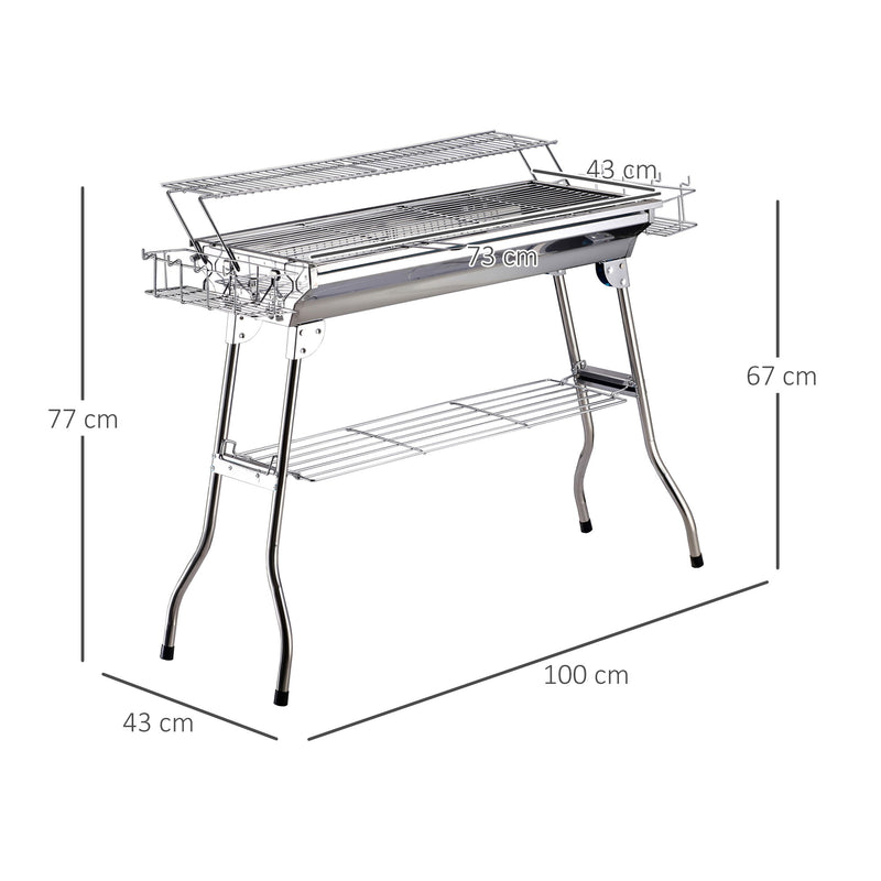 Barbecue a Carbone Carbonella Portatile in Acciaio 100x43x68 cm  Rack-3