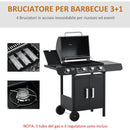 Barbecue a Gas 4 Fuochi 110x50x100 cm in Metallo Nero-5