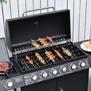 Barbecue a Gas GPL  6 Fuochi 2,8kW con Fornello Laterale Nero-8