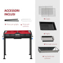 Barbecue a Carbone Carbonella 120x31x60-70 cm con Griglia e Teglia Nero-4