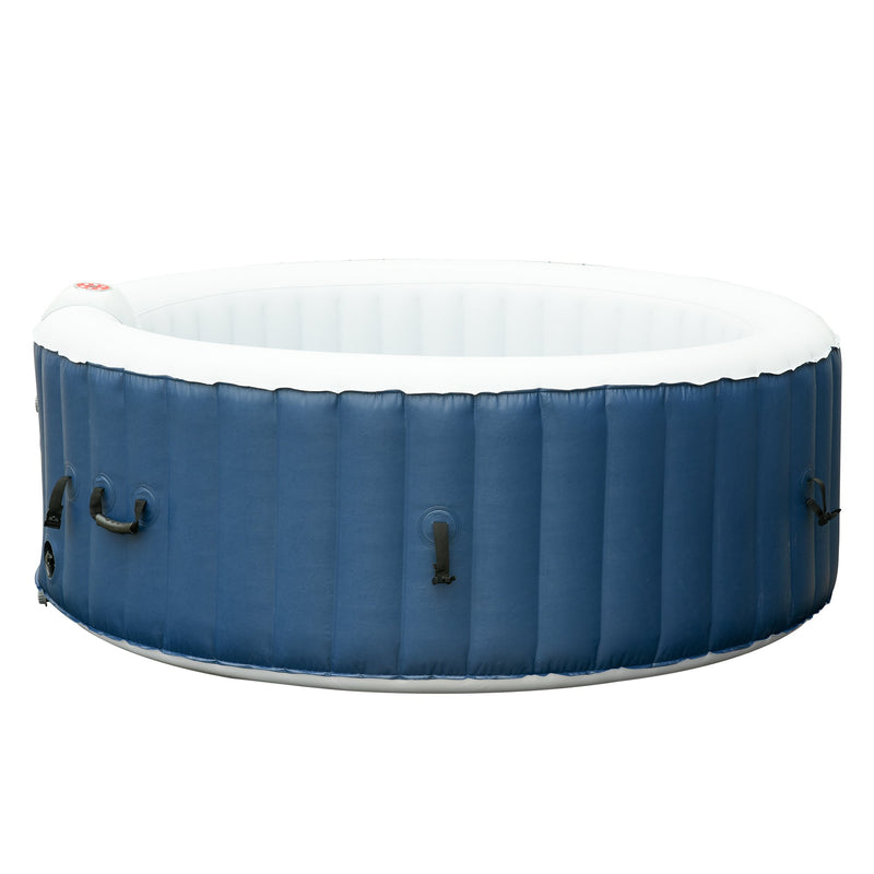 Piscina Idromassaggio Riscaldante da Esterno 4 Posti 100 Getti Ø180x65 cm Bianco e Blu-1