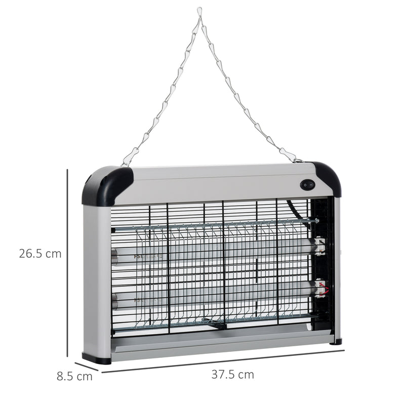 Zanzariera Elettrica 2 Lampade LED 20W Argento e Nero-3