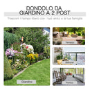 Dondolo 2 Posti da Giardino 81x148x100 cm con Tavolino in Ferro e Textilene Marrone-7