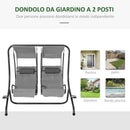 Dondolo 2 Posti Separati da Girdino 170x136x170 cm in Acciaio e Poliestere Grigio-7