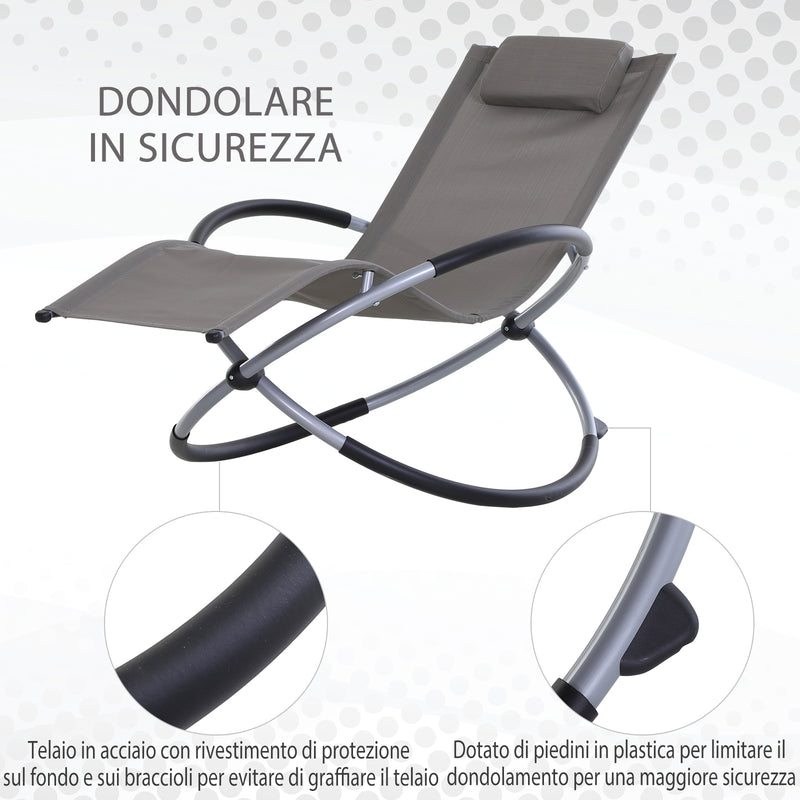 Sedia a Dondolo Pieghevole da Giardino 154x80x84 cm  Mag Grigio-5