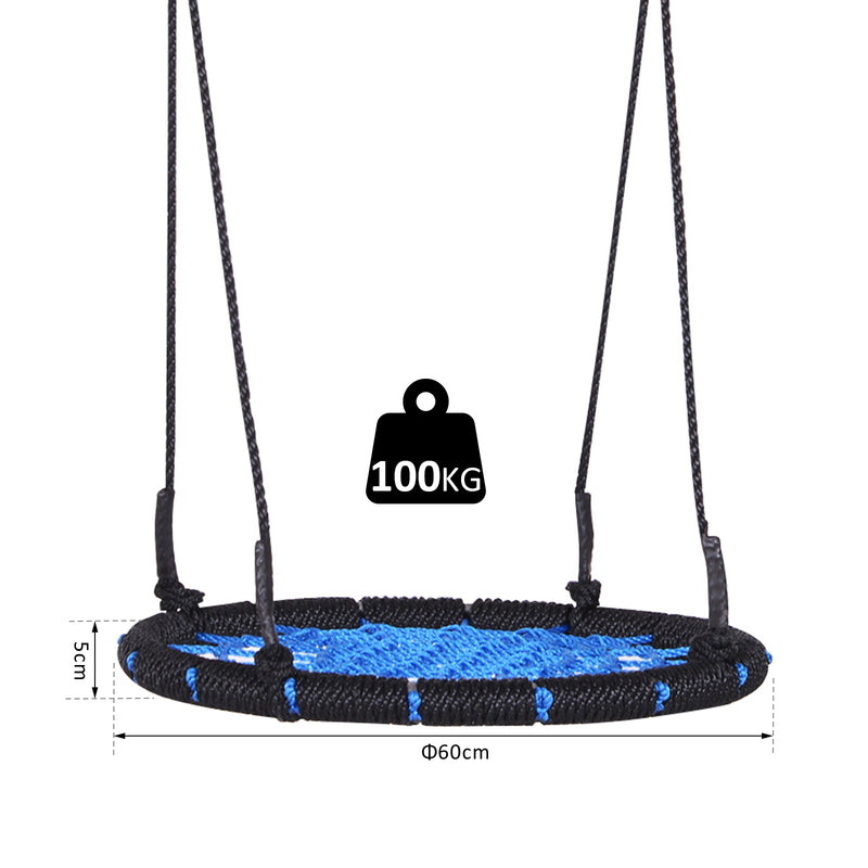 Altalena a Nido Rotonda per Bambini Nero e Blu Dimetro 60 cm -7