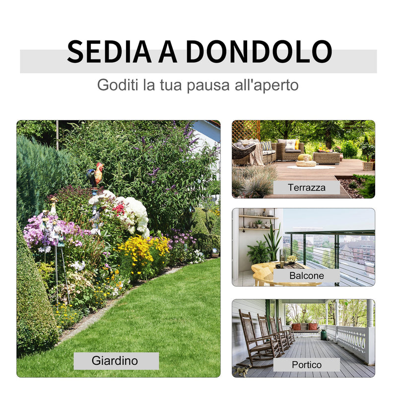 Sedia a Dondolo con Braccioli 68,5x87x113 cm in Acciaio Nero-6