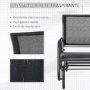 Sedia a Dondolo da Giardino 75x66x85 cm in Metallo e Textilene Nero-6