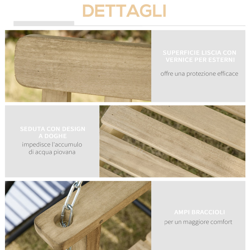 Dondolo 2 Posti Sospeso 119x65x61 cm in Legno-6