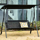 Dondolo 3 Posti da Giardino 172x110x155 cm in Metallo e Textilene Nero-2