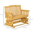 Panchina 2 Posti a Dondolo da Giardino 124x76x95 cm in  Legno-3