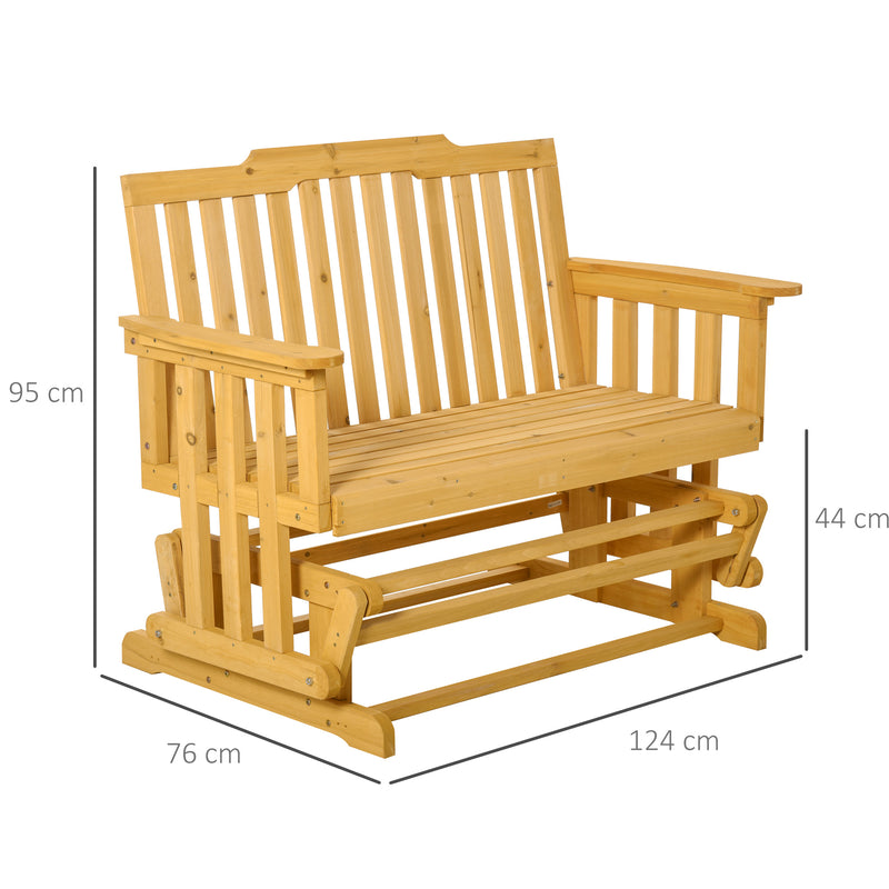 Panchina 2 Posti a Dondolo da Giardino 124x76x95 cm in  Legno-3