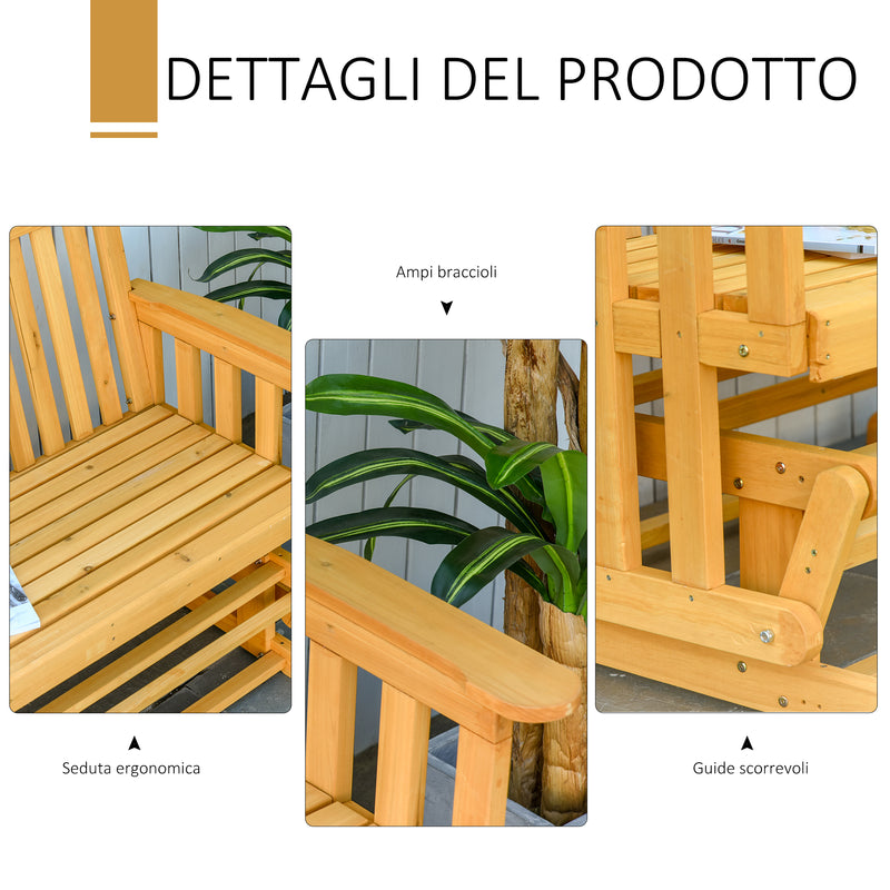 Panchina 2 Posti a Dondolo da Giardino 124x76x95 cm in  Legno-4