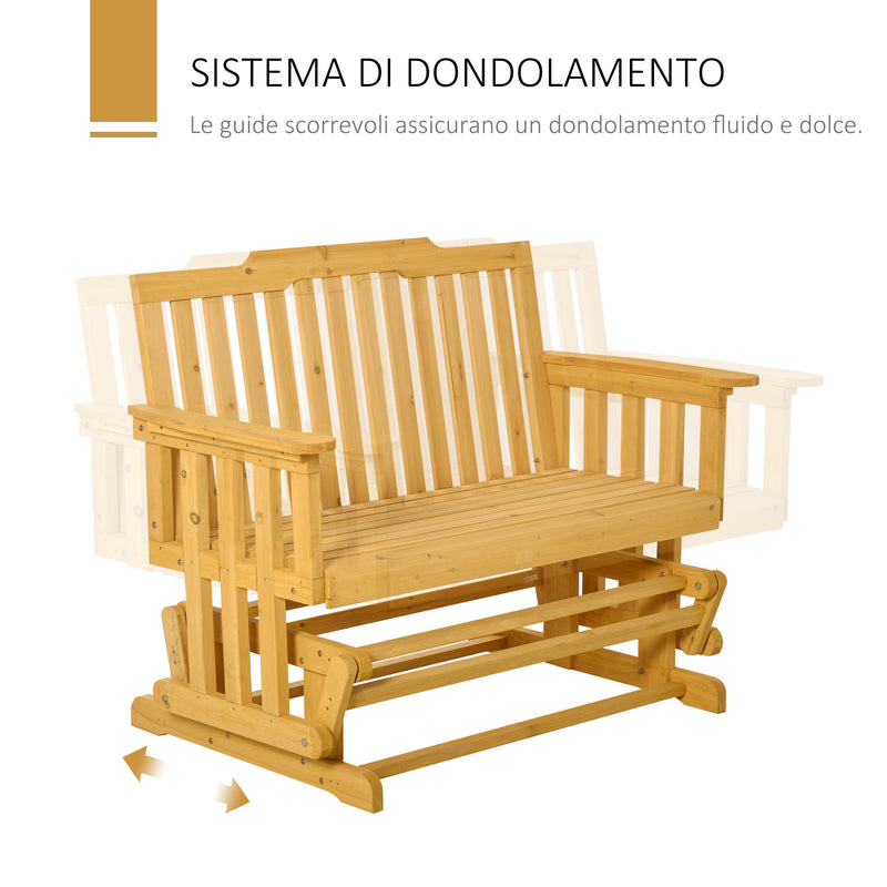 Panchina 2 Posti a Dondolo da Giardino 124x76x95 cm in  Legno-5