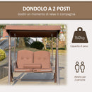 Dondolo 2 Posti da Giardino 157x118x180 in Acciaio e Poliestere Marrone-5