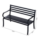 Panca da Giardino 2 Posti in Metallo 127x62x82 cm  Nero-3