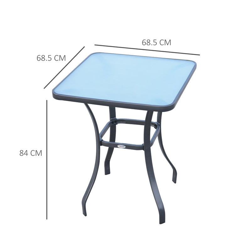 Tavolino da Giardino in Metallo con Piano in Vetro Temperato Nero 68.5x68.5x84 cm -3