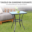 Tavolino da Giardino in Metallo con Piano in Vetro Temperato Nero 68.5x68.5x84 cm -4