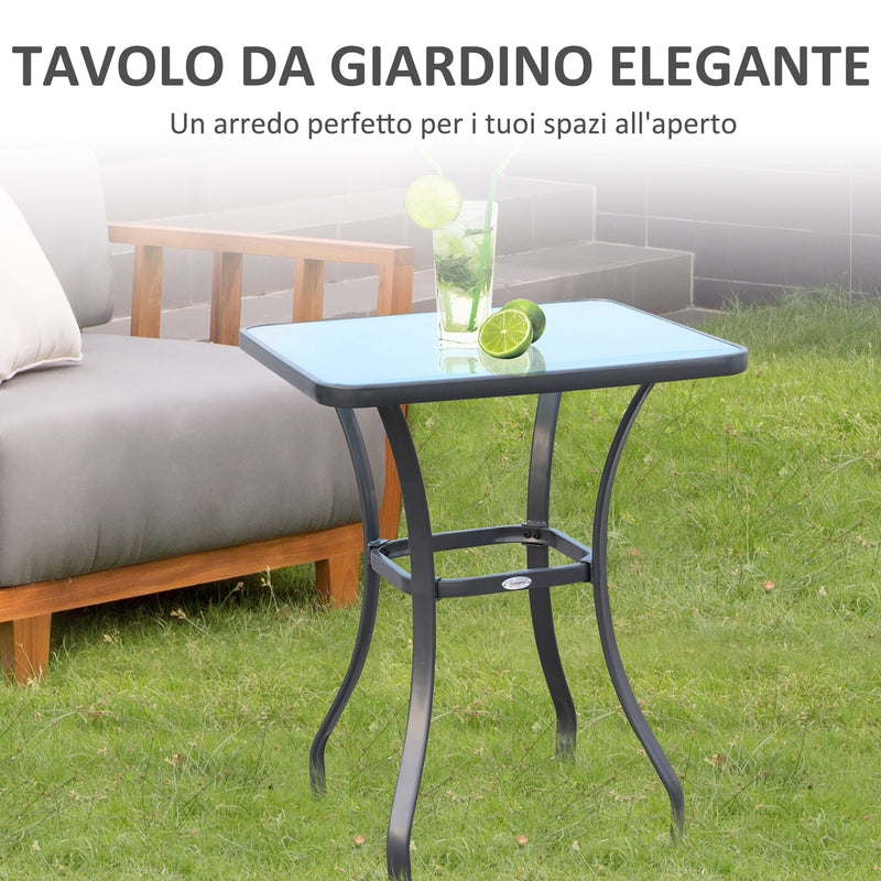 Tavolino da Giardino in Metallo con Piano in Vetro Temperato Nero 68.5x68.5x84 cm -4