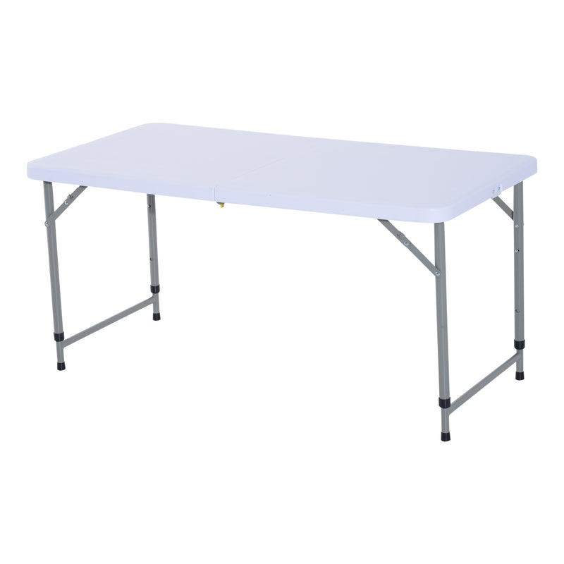 Tavolo da Campeggio Picnic Richiudibile a Valigetta in Polietilene Bianco 122x61x59/74 cm -1