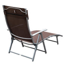 Lettino Prendisole Relax Reclinabile Pieghevole Telaio in Metallo Marrone 137x63.5x100.5 cm -9