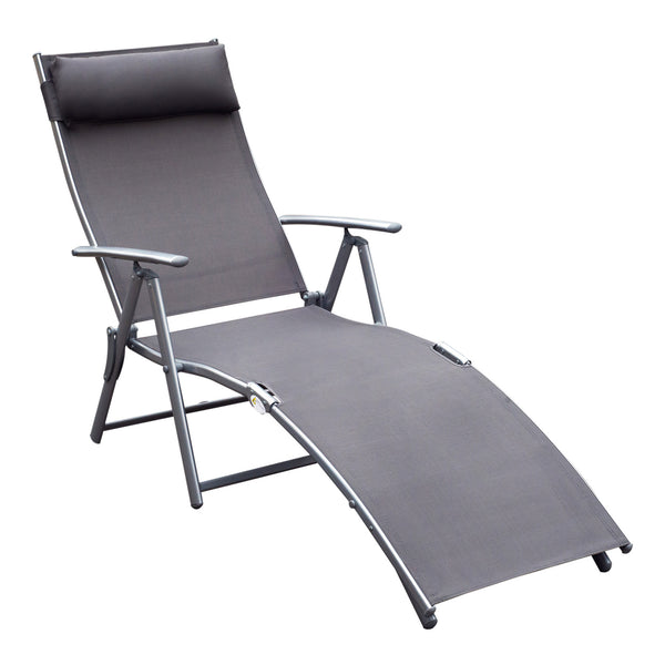 Klappbare Relax-Sonnenliege, grauer Metallrahmen, 137 x 63,5 x 100,5 cm prezzo