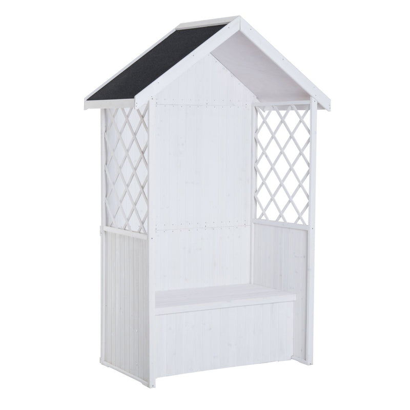 Casetta Box da Giardino in Legno Bianco 141x76x225 cm -1