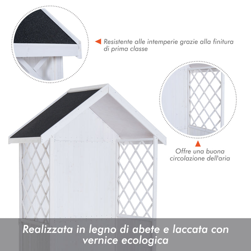 Casetta Box da Giardino in Legno Bianco 141x76x225 cm -4