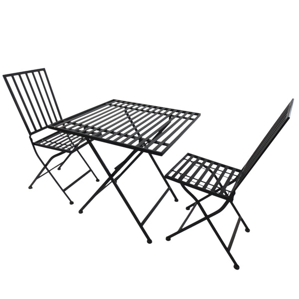 Set aus Couchtisch und 2 klappbaren Gartenstühlen aus schwarzem Bistrot-Metall prezzo