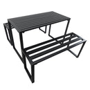 Set da Picnic Tavolo con Panche in Metallo Nero 110x55x70 cm -1