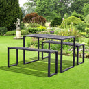 Set da Picnic Tavolo con Panche in Metallo Nero 110x55x70 cm -2