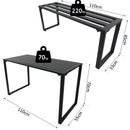 Set da Picnic Tavolo con Panche in Metallo Nero 110x55x70 cm -3