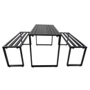 Set da Picnic Tavolo con Panche in Metallo Nero 110x55x70 cm -4