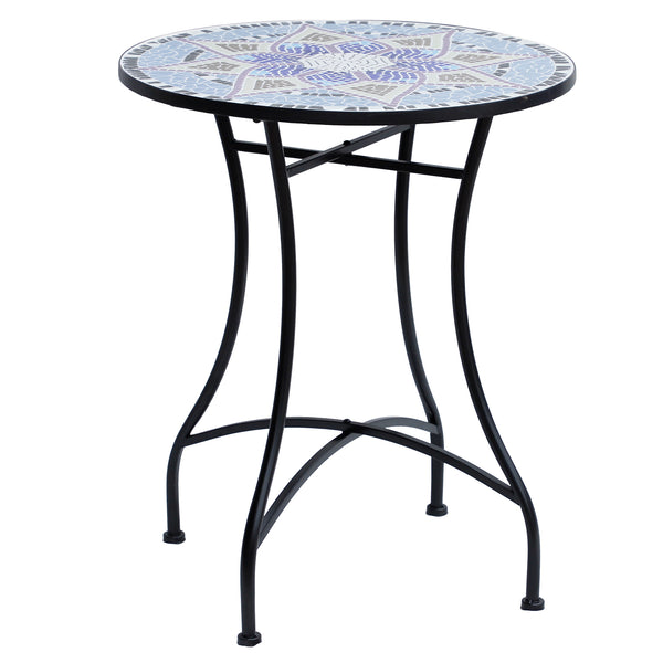 Garten-Couchtisch aus Keramik-Mosaik in Blau und Weiß Ø60x71 cm online