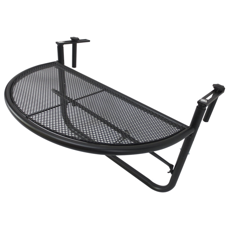 Tavolino Sospeso da Balcone Regolabile in Ferro Nero 60x45x50 cm -1