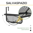 Tavolino Sospeso da Balcone Regolabile in Ferro Nero 60x45x50 cm -5