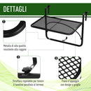 Tavolino Sospeso da Balcone Regolabile in Ferro Nero 60x56.5x45 cm -6