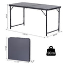 Tavolo da Campeggio Picnic Pieghevole Regolabile in Alluminio 120x60x68 cm  Grigio e Nero-6