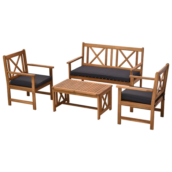 acquista Garten-Lounge-Set aus Holz, Sofa, 2 Sessel, Montana, Braun und Grau