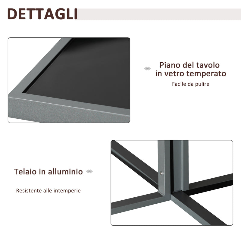 Set Tavolo con 4 Sedie e 4 Sgabelli da Giardino in Alluminio Grigio-7