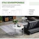 Set 2 Tavoli da Giardino Sovrapponibili Ø70 cm e Ø50 cm in Ferro Bianco-4