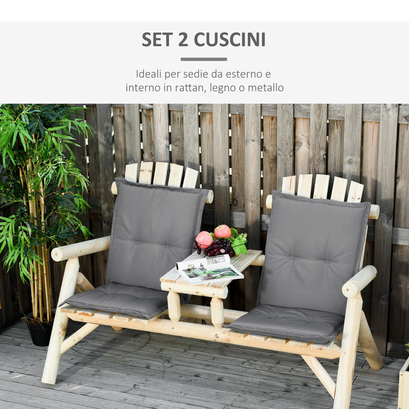 Set 2 Cuscini per Serdie da Giardino 100x48 cm con Schienale Alto in Poliestere Grigio Scuro-5