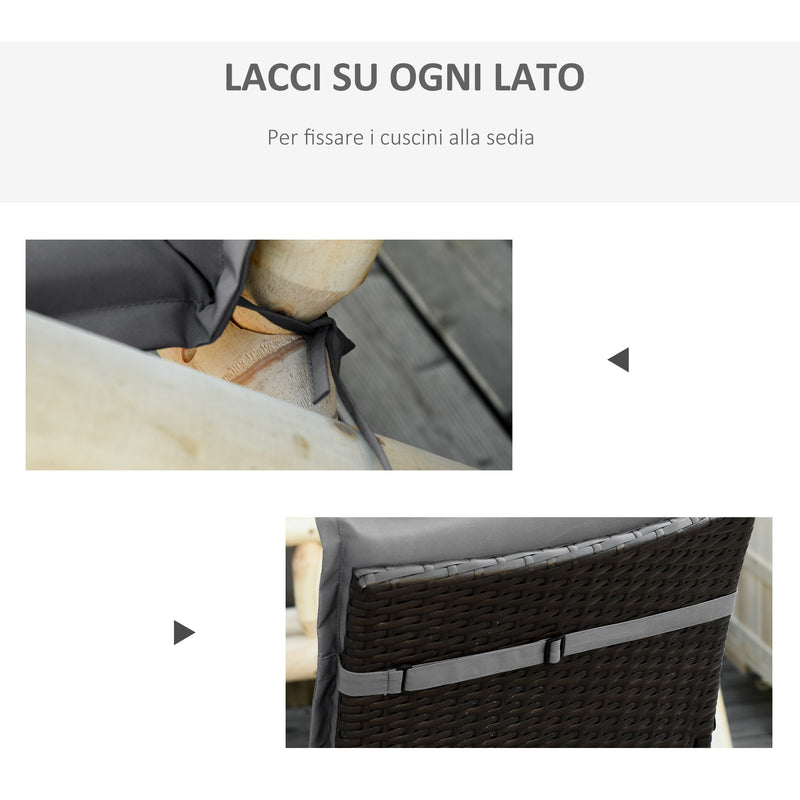 Set 2 Cuscini per Serdie da Giardino 100x48 cm con Schienale Alto in Poliestere Grigio Scuro-6