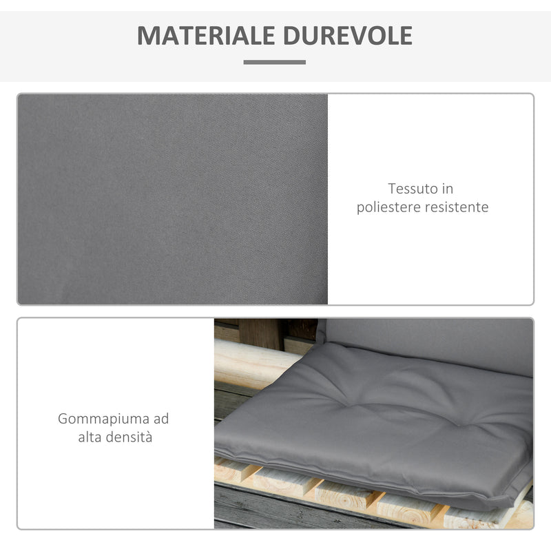 Set 2 Cuscini per Serdie da Giardino 100x48 cm con Schienale Alto in Poliestere Grigio Scuro-7