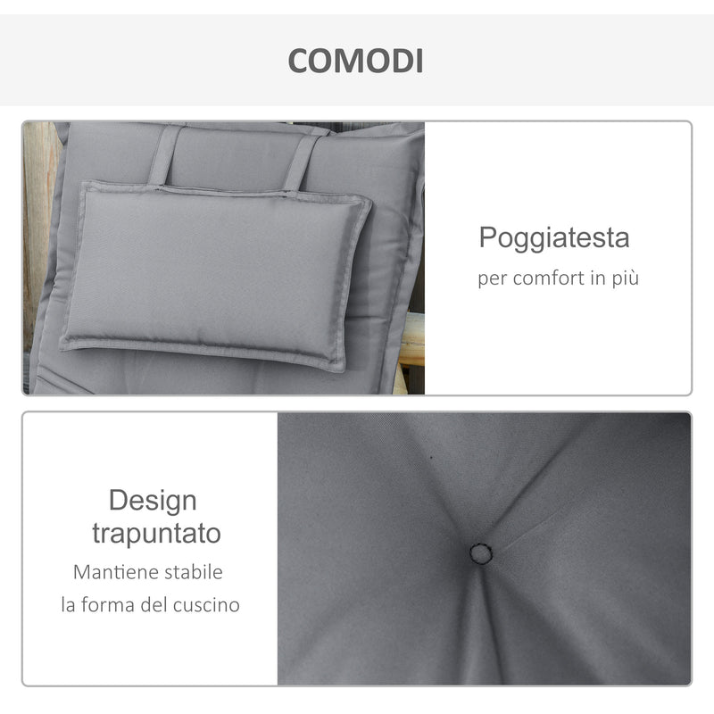 Set 2 Cuscini per Poltrona da Giardino  50x129x9 cm  in Poliestere Grigio Scuro-5