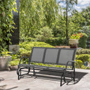 Panchina Dondolo da Giardino 151x75x85 cm in Metallo e Texteline Grigio-2