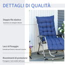 Sedia Sdraio Pieghevole Reclinabile Imbottita 90x65x110 cm in Metallo e Poliestere Blu-6