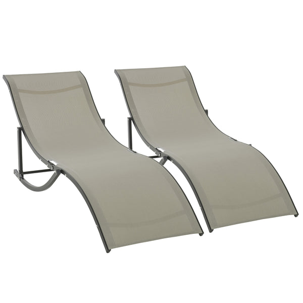 Set mit 2 klappbaren Sonnenliegen 61 x 165 x 63 cm in Aluminium und Textilene Black und Khaki acquista