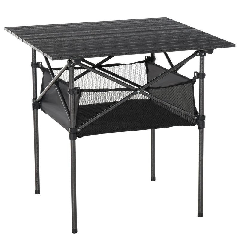 Tavolo Pieghevole da Campeggio 70x70x69 cm in Alluminio Nero-1