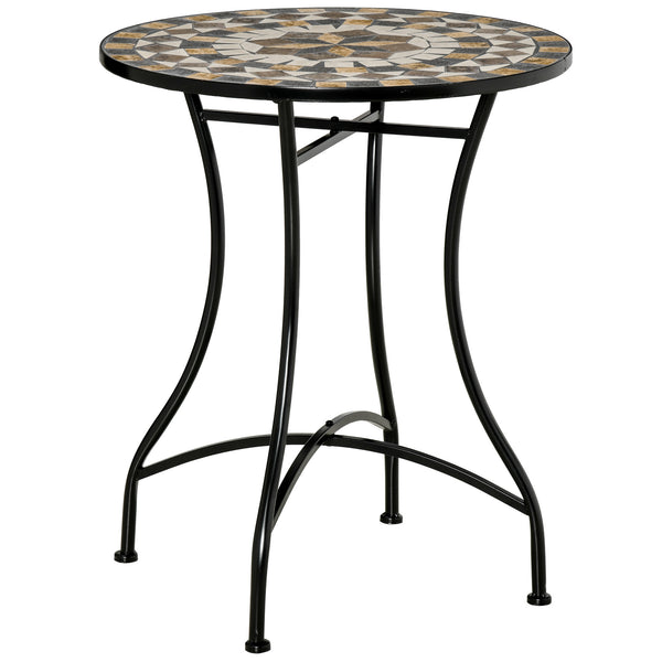 Garten-Couchtisch Ø60x71 cm aus Metall und schwarzem Mosaik sconto